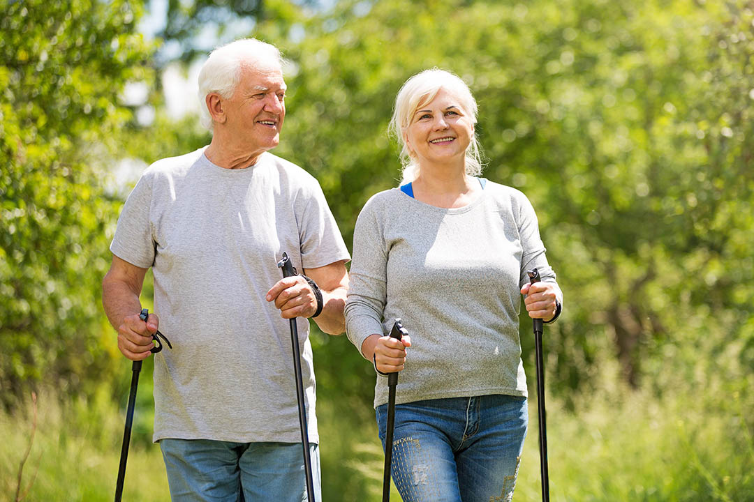 Couple hiking on walking trail