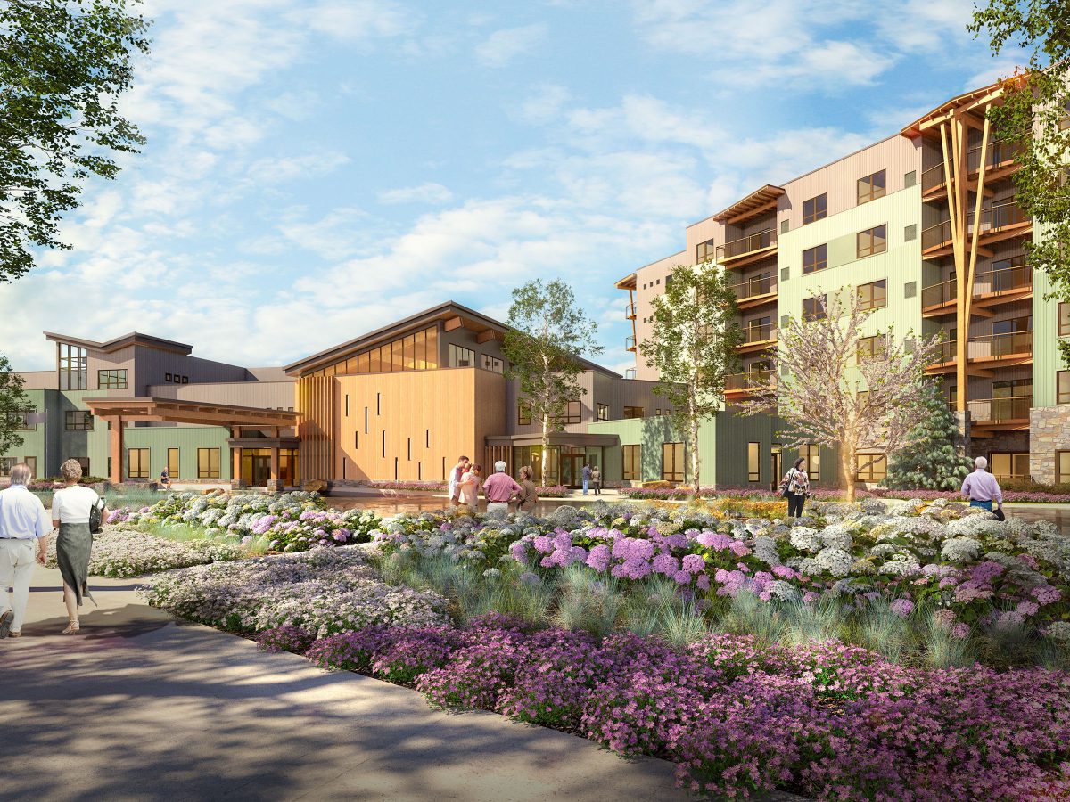 front entrance of wesley spring glenn lodge and landscaping