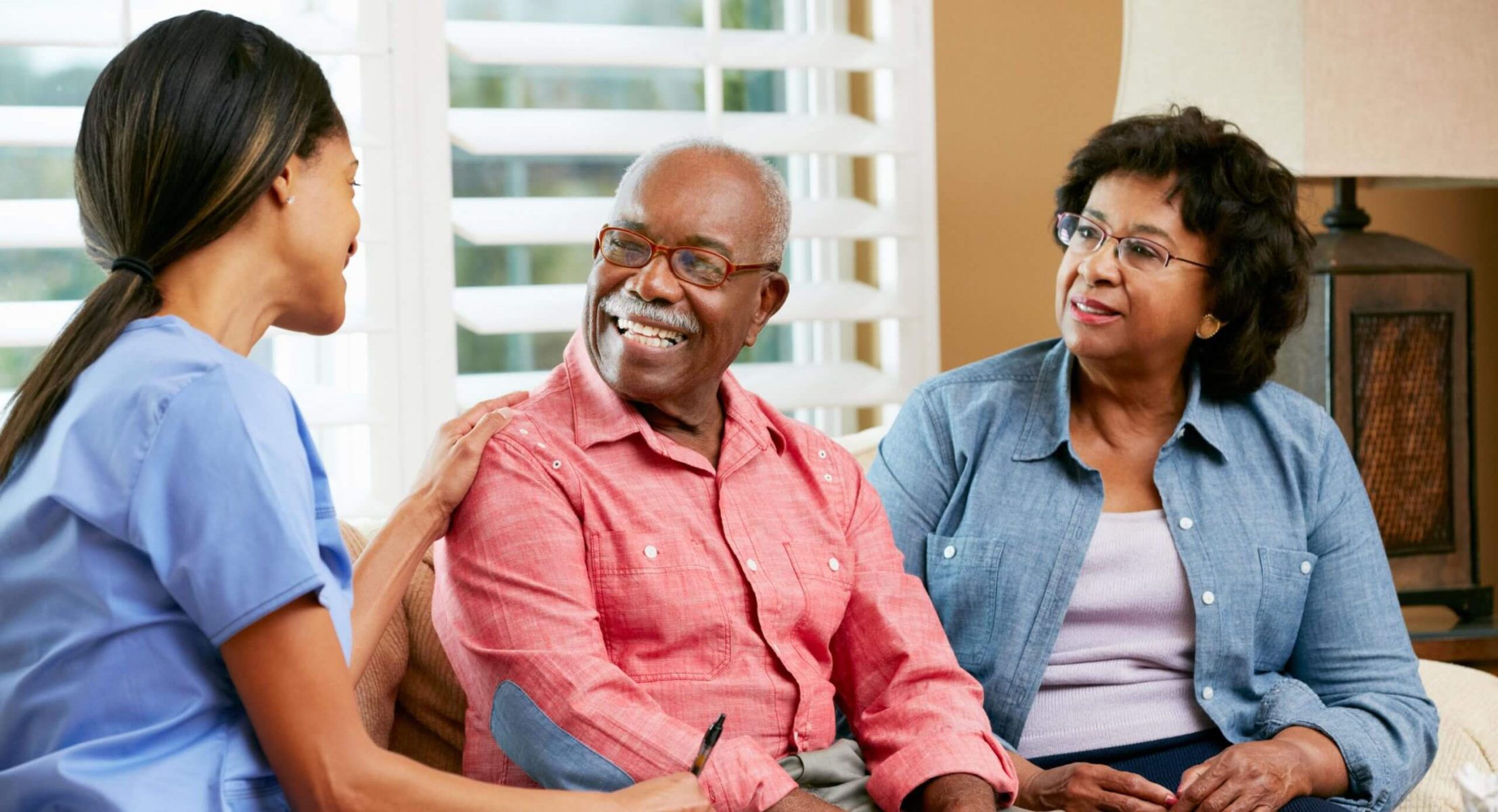 Caregiver with family in home