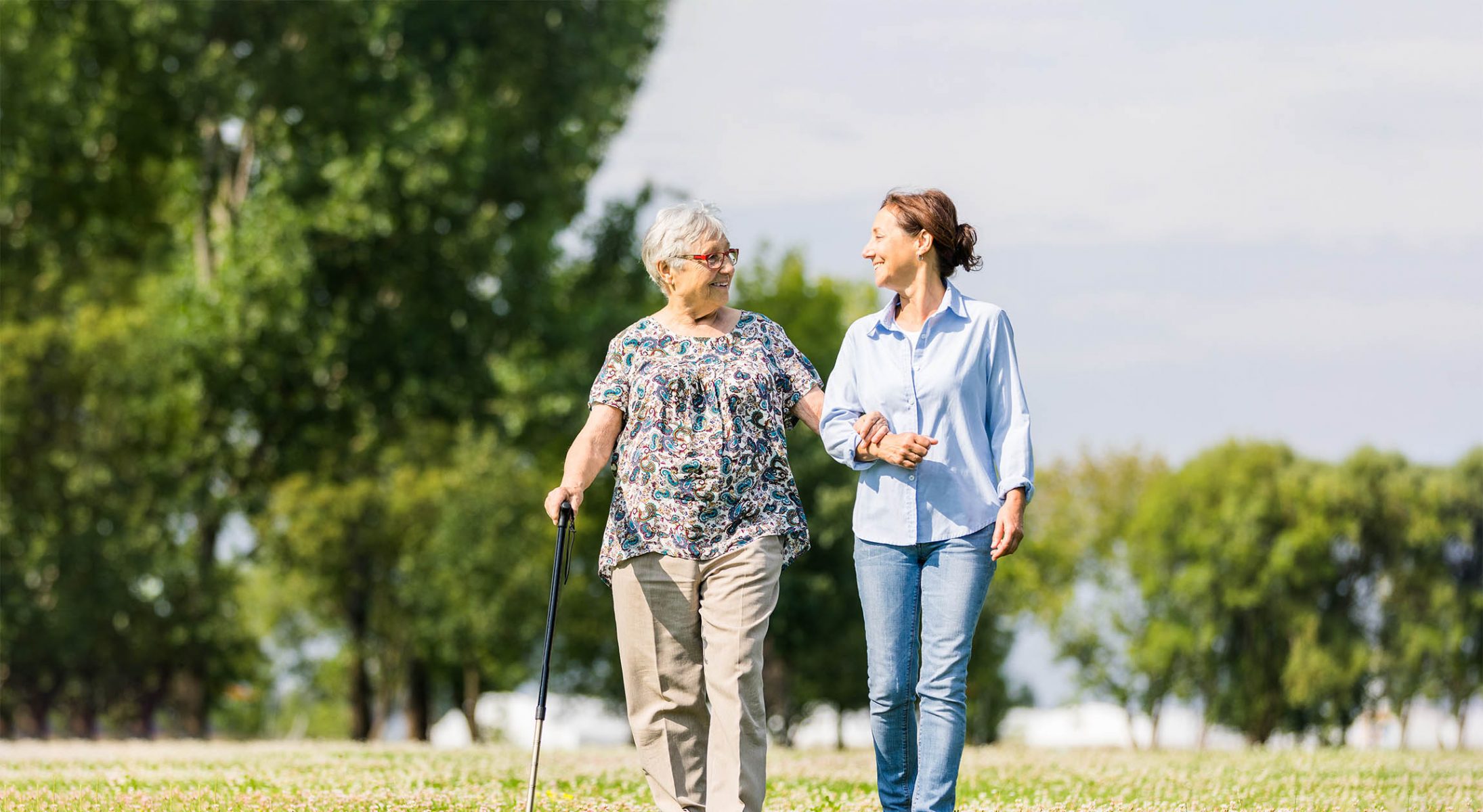 Women taking a walk at a park